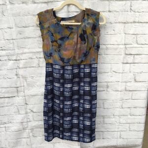 Rachel Roy Multi-Pattern Geometric Artsy Empire Waist Sleeveless Silk Dress 6